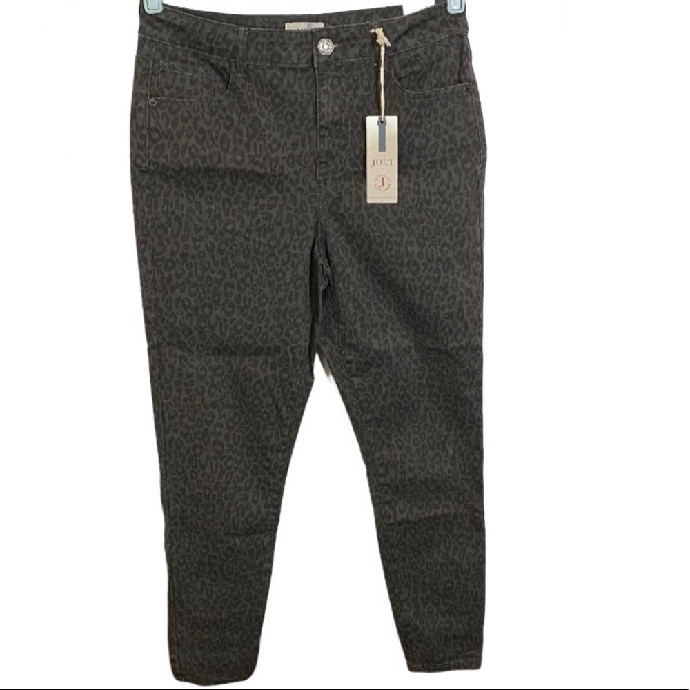 Jolt Jeans High Rise Skinny Ankle Jeans Black Leopard Print Women’s Size 29